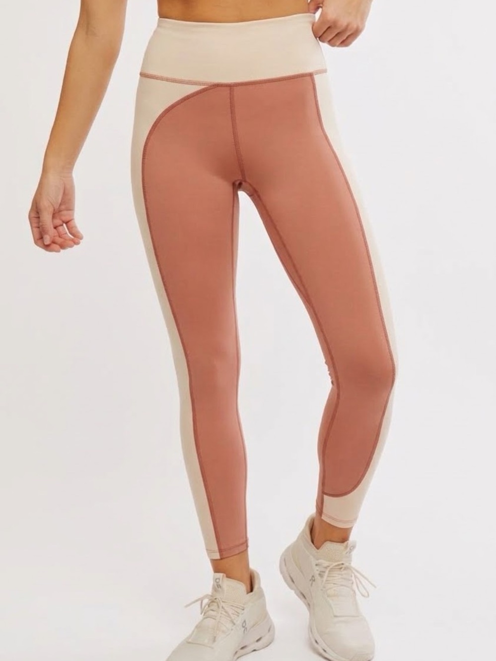 FP Movement Color Block Leggings Peach & Dusty Rose Large